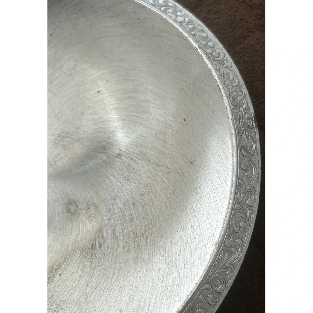 Vintage EP Brass Germany Brushed Silver Plate / Brass Footed Candy Dish Tray